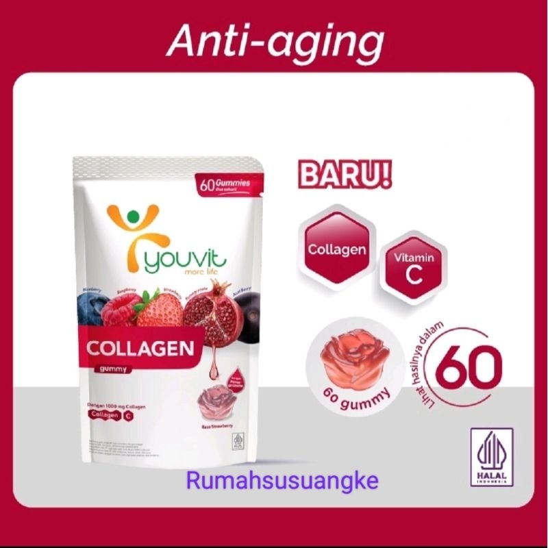 YOUVIT - ERHA Collagen Gummy isi 60 dengan Vit C &amp; 1000mg collagen