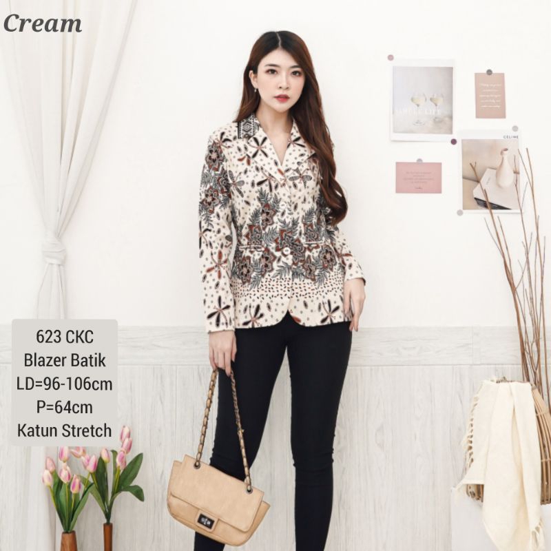 BLOUSE BLAZER BATIK MEGA OUTER ATASAN KERJA 623 KANTOR WANITA MURAH BAJU FASHION CEWEK CANTIK