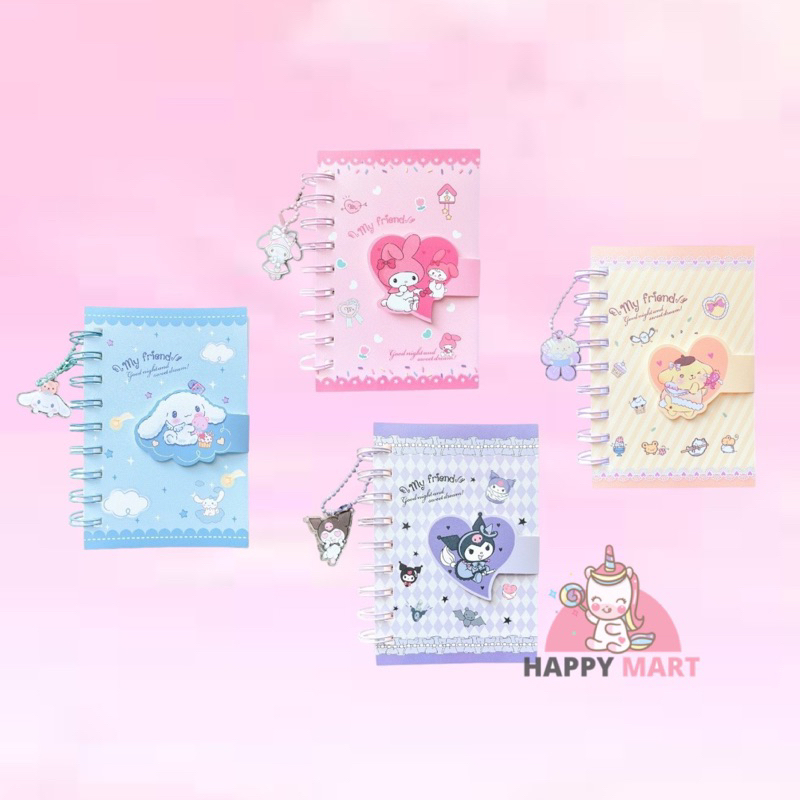 

notes spiral + akrilic CHAIN KUROMI / cinnamoroll / melody / pompompurin