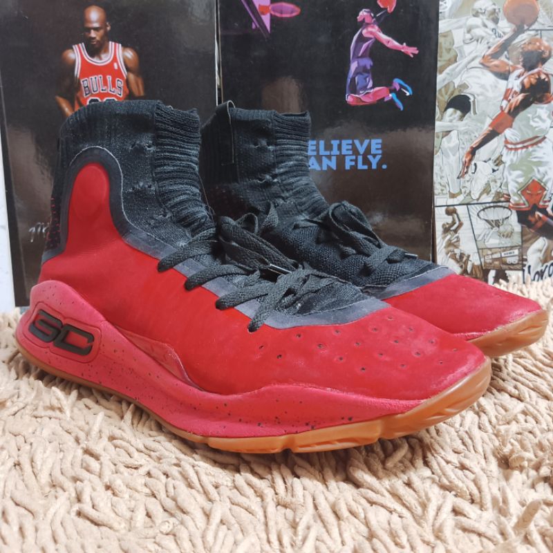 sepatu basket under armour curry 4 black gum size 44 insole 28 - sepatu under armour second