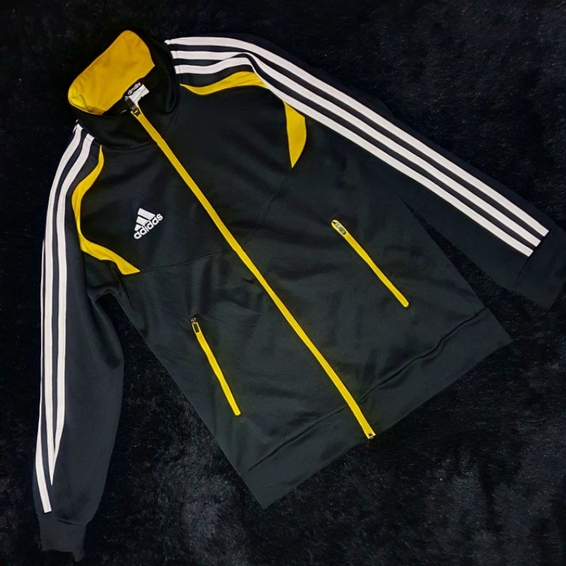 Jaket Tracktop Adidas Climalite Man Pria Black Yellow