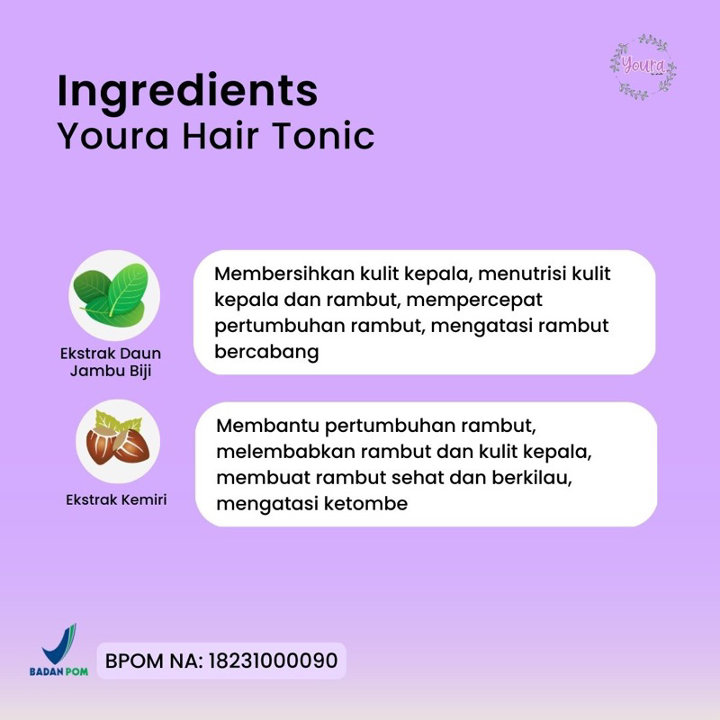 Youra Hair Tonic BPOM APPROVED | Penyubur rambut &amp; Mengatasi rambut rontok by akuitin