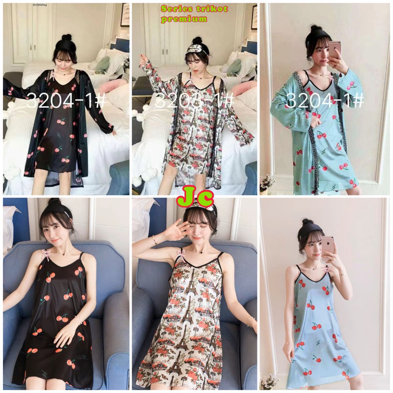 JC- Kimono Set 2in1 Sutra / Baju tidur Kimono Satin Import / Kimono Pengantin / Kimono Sexy Import / Kimono sleepwear