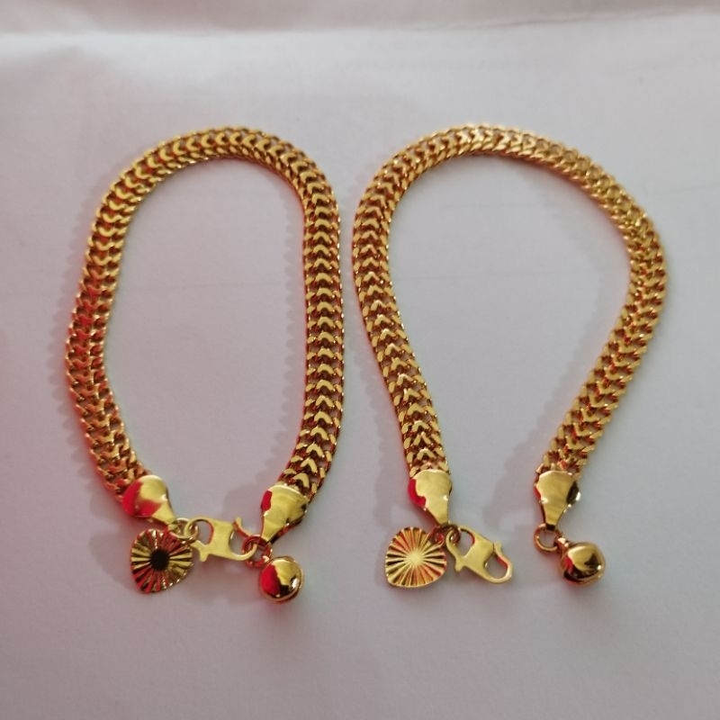 Gelang Tikar Titanium Lapis Emas Tahan Karat Lapis Emas 24k