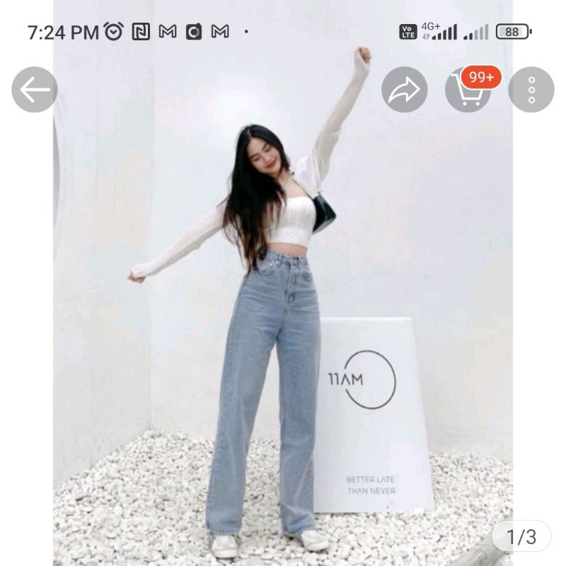 LOOSE HIGH WAIST WIDE LEG JEANS KOREAN STYLE