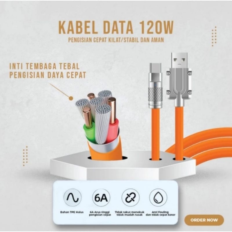 kabel data 120 Watt tipe c dan micro USB