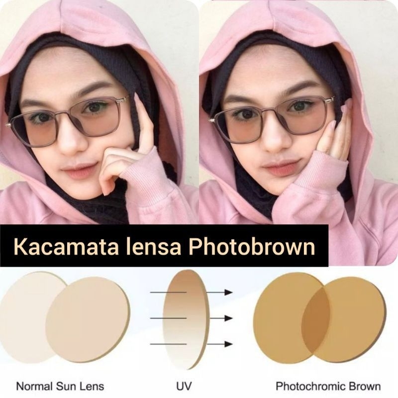 KACAMATA PAKET LENSA PHOTOBROWN KACAMATA MINUS / KACAMATA FASHION / KACAMATA WANITA / KACAMATA 2189