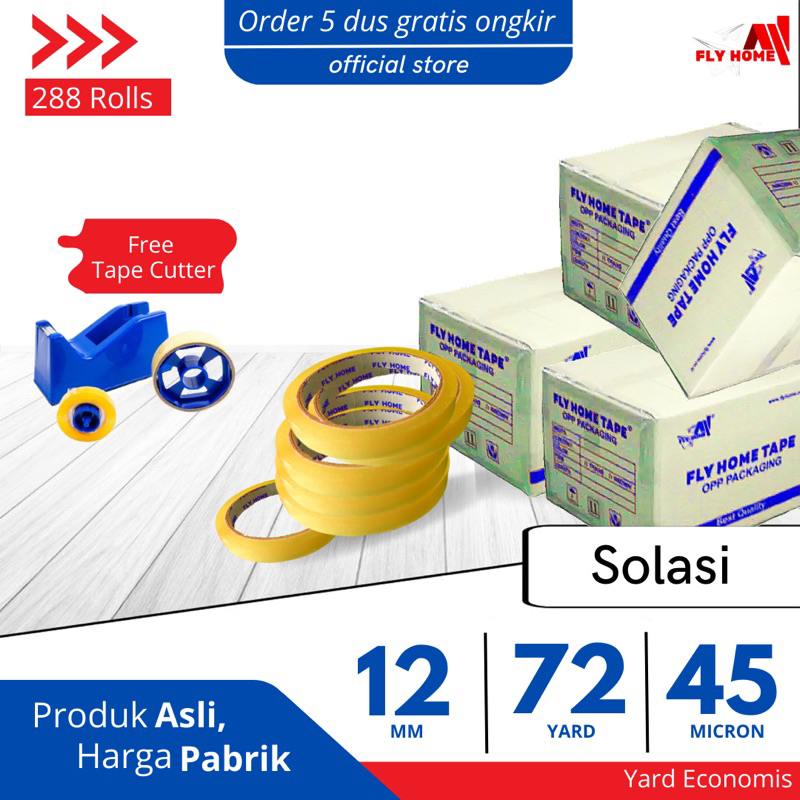 

FLYHOME Lakban solasi 72yard 1/2inci 12x72 yard 1 dus - 288rolls selotip kecil