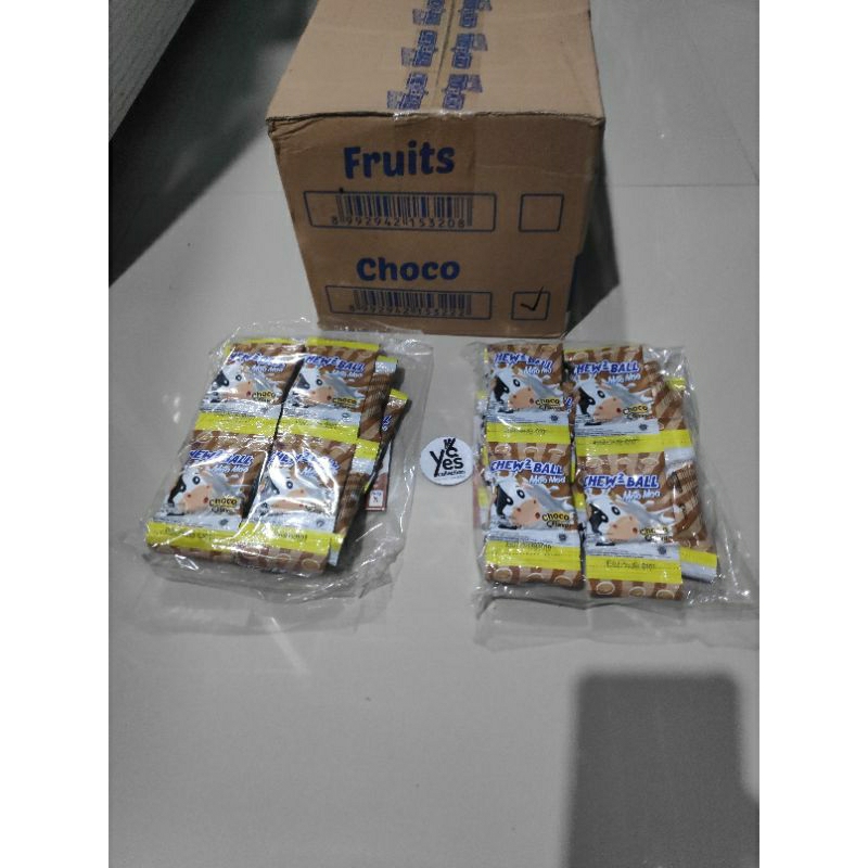 Permen Chew2Ball 1 Bulk Pres = 2 Renceng = 20 Saset Sachet Candy Chew-chew Chew Ball Jajan Snack anak Moo Mo Rasa Choco Fruits makanan ringan