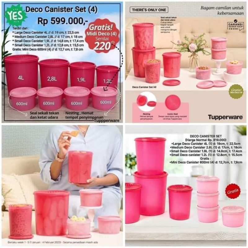 toples tupperware DECO CANISTER SET ISI 8 PCS PAKET LEBARAN SALE