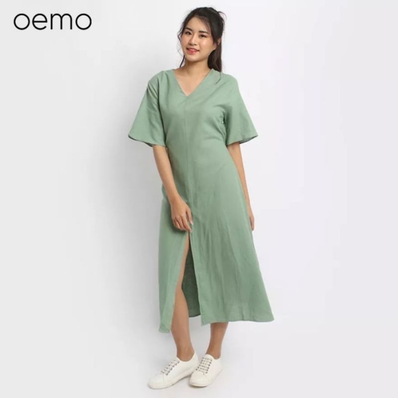 SALE OEMO Linen Woman Relaxed V-Neck