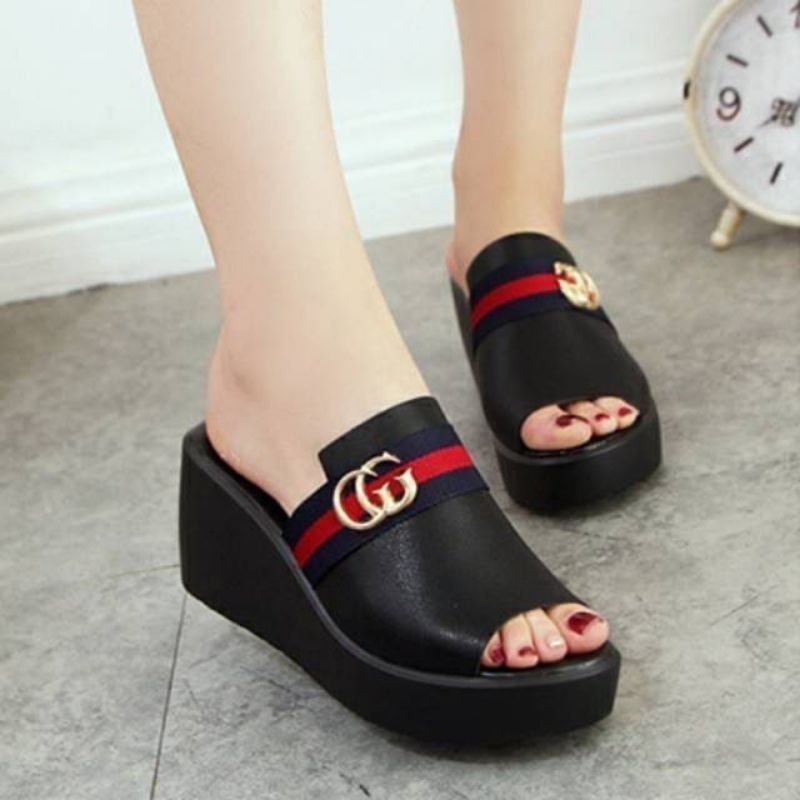 ABBUSHOES PH 22 sendal wedges wanita webing blory 7cm