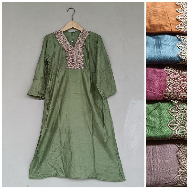 Daster gamis arab anak umur 3 4 5 6 7 8 9 10 tahun lengan panjang baju harian renda arabian couple m