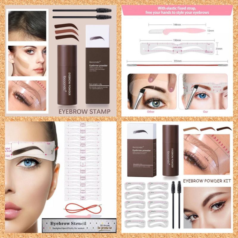 PAKET IBCCCNDC Eyebrow Powder Plus Eyebrow Stencil Template