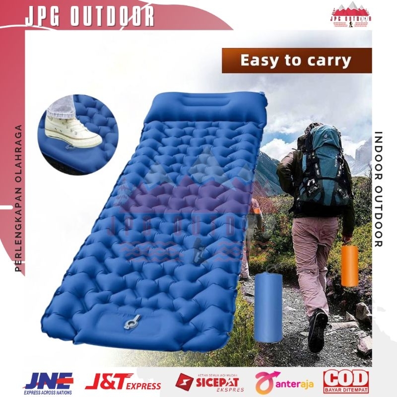 Sleeping Pad Kasur Matras Angin Inflatable Bed Travel Pillow Camping Outdoor Portable