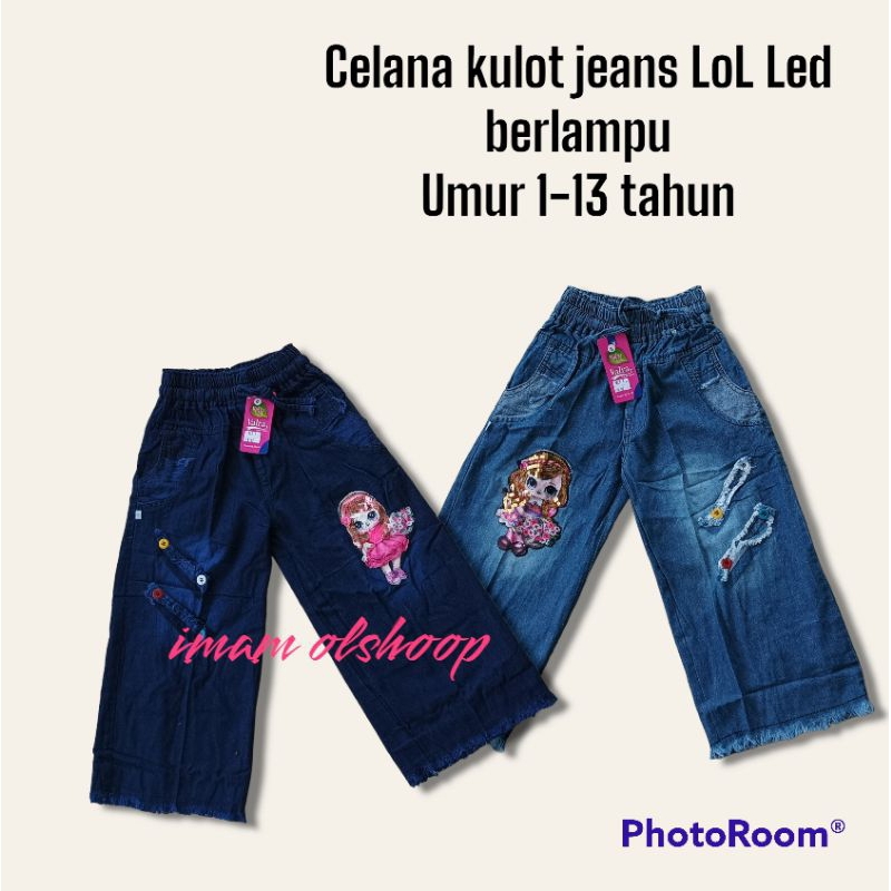 celana kulot LOL berlampu anak perempuan umur 1 - 13 tahun