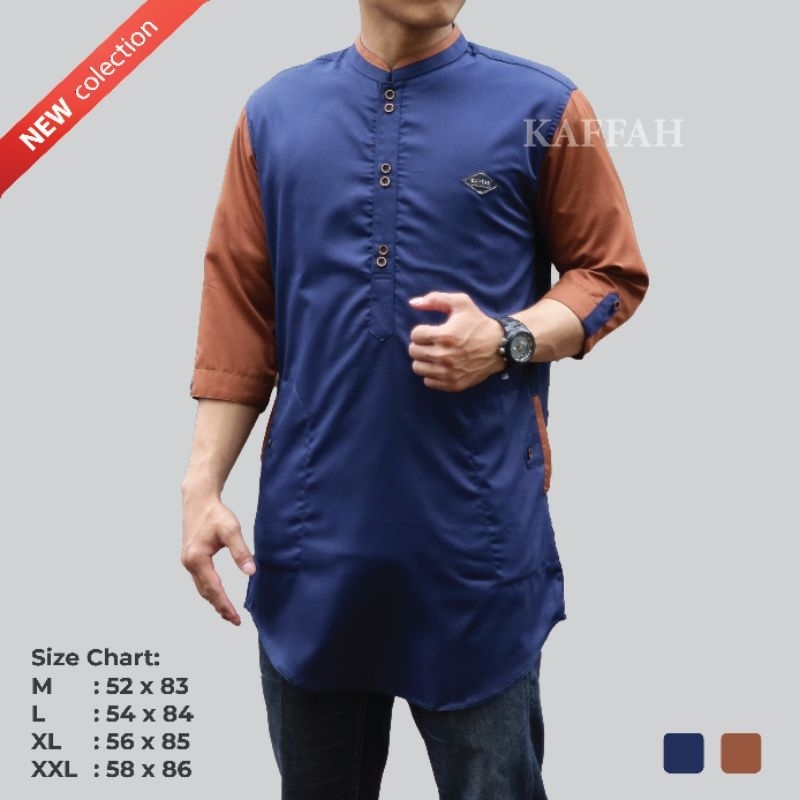 Baju muslim pria dewasa Koko kurta premium lengan panjang KAFFAH