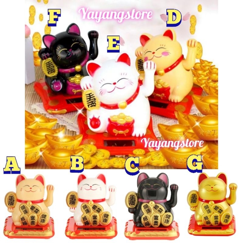 [ Tanpa Baterry ] Maneki Neko Lucky Cat Solar Kucing Hoki Kucing Uang Bawa rezeki Emas Keberuntungan