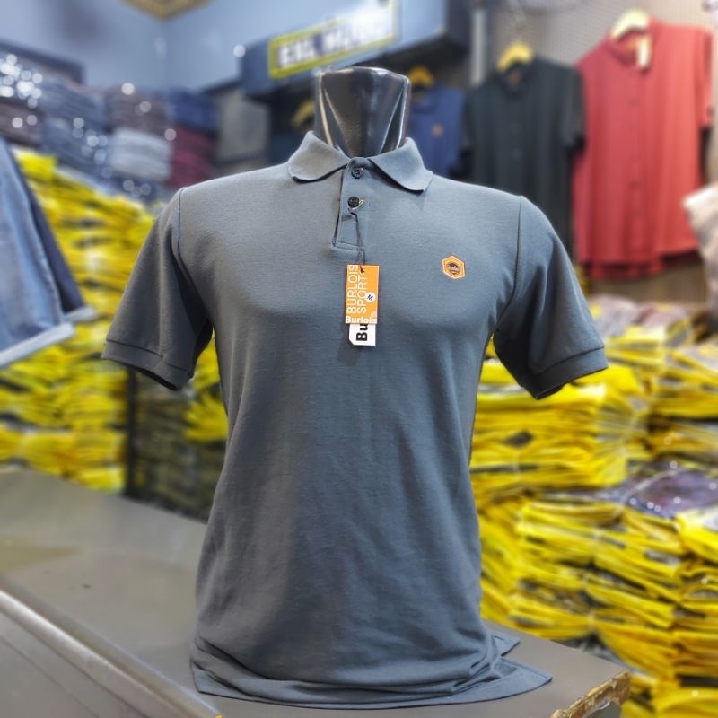 KAOS PIQUE KERAH PRIA / KAOS POLO SHIRT ABU  / KAOS KERAH LENGAN PENDEK BURLOIS