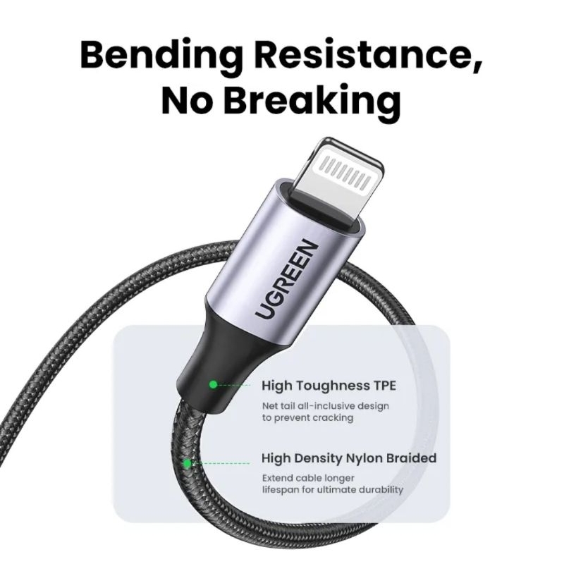 Ugreen Kabel MFI Usb to Lightning Iphone Ipad 2,4A Fast Charging