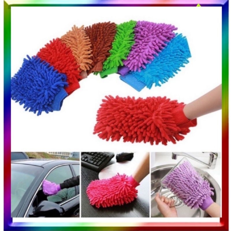 GMW-Sarung Tangan - Lap Tangan Cendol Microfiber Serbaguna Cuci Mobil Motor Micro Fiber 1 Sisi gwm