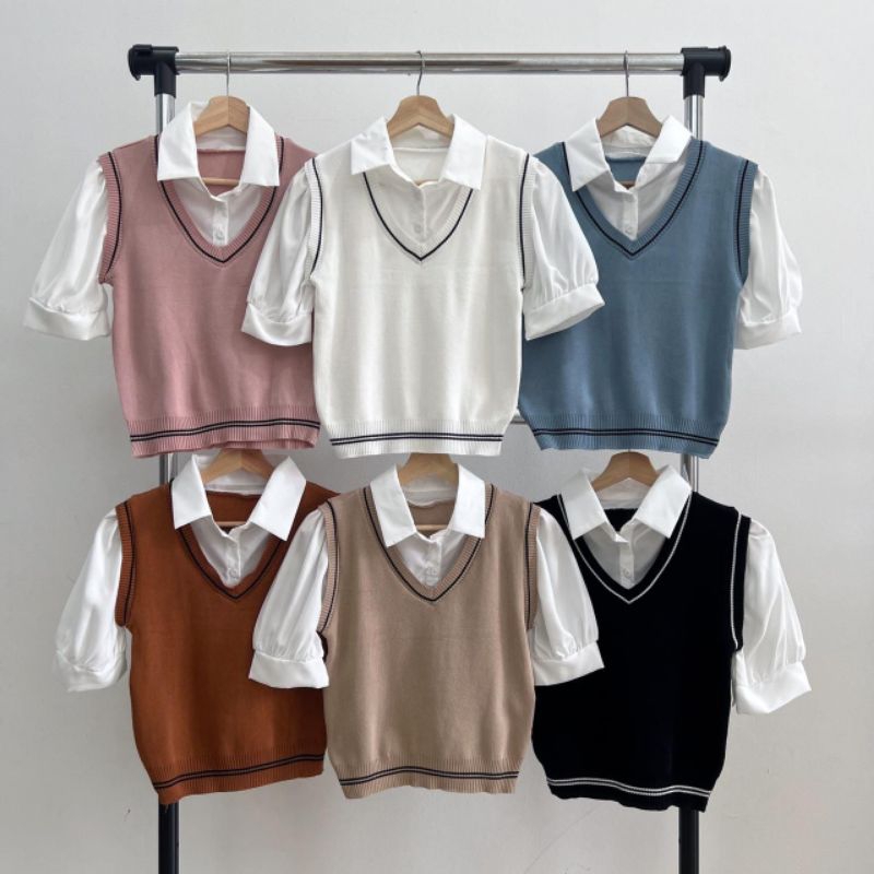 Classic 2in1 Vest Blouse 20309