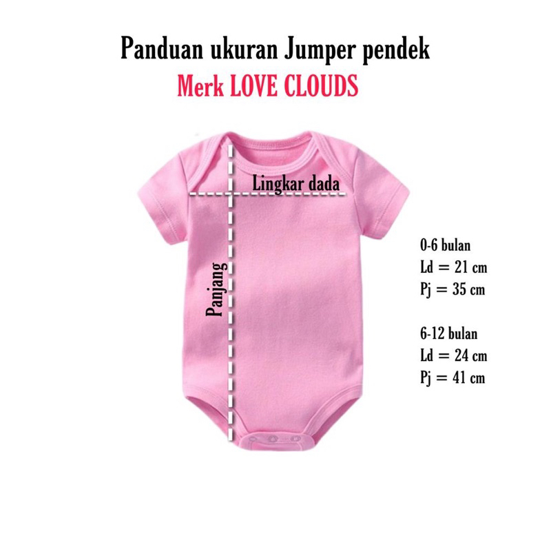 Jumper Baju Bayi Katun Polos Lengan Pendek Love Cloud (SNI)