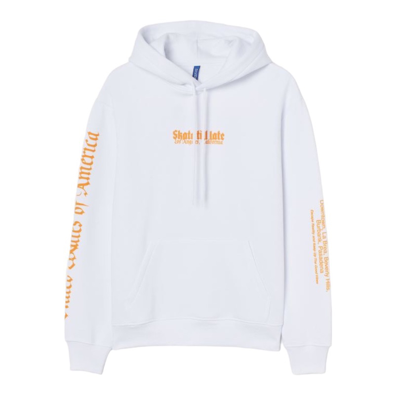 ( 8.8 ) Hoodie H&amp;M Unisex Skate Till Late Tokyo White Putih, Flecee Katun Lembut, Free Papperbag