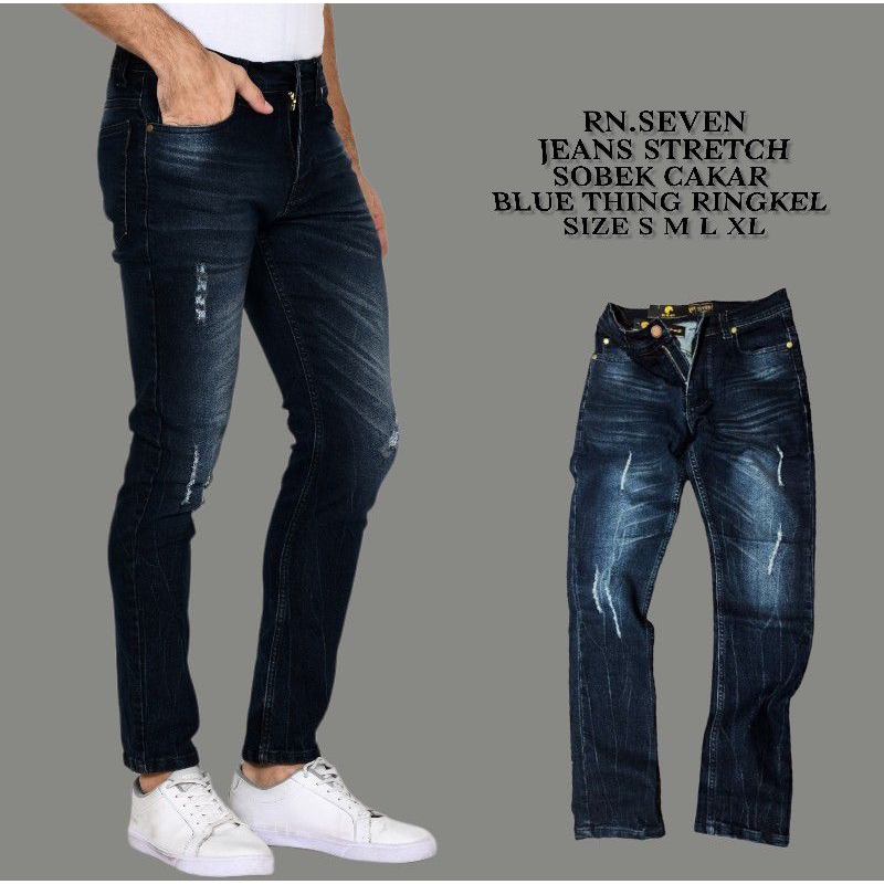 Celana Pria Jeans Ripped Sobek Puring Softjeans