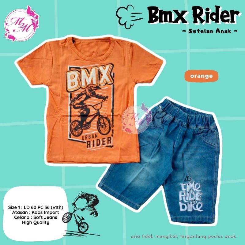 SETELAN ANAK KAOS CELANA JEANS BRADLEY BMX RIDER ORI M2M
