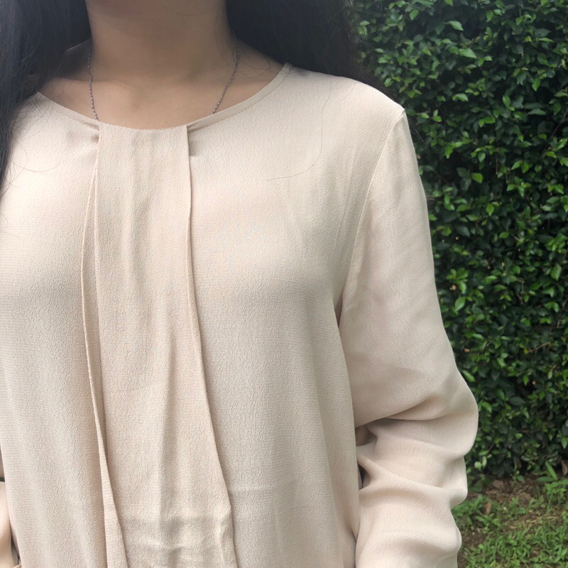 Cream Dasi Polos - Blouse Lengan Panjang - Blouse Polos PA41