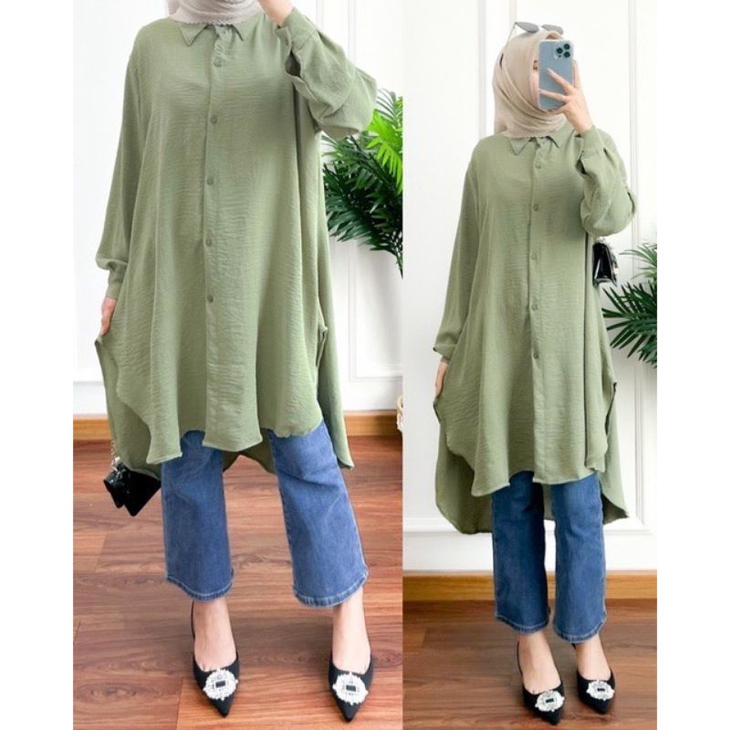 TUNIK POLOS JUMBO WANITA//KRINKLE AIRFLOW