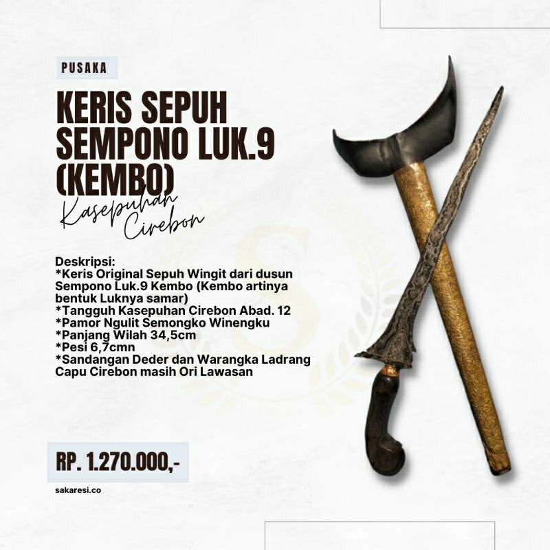 Original Tua Kuno Keris Sepuh Langka Wingit Sempono Luk 9 Asli Otentik