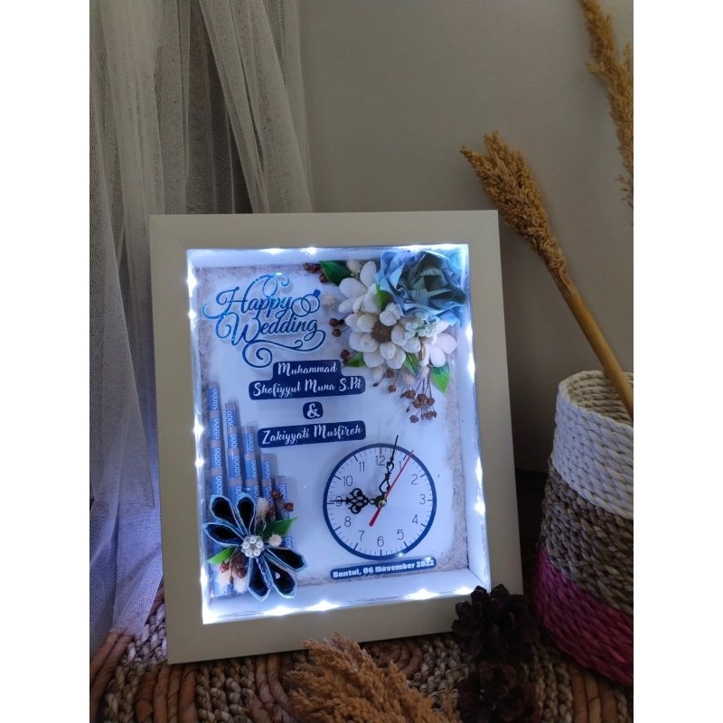 BINGKAI MAHAR PERNIKAHAN / BINGKAI JAM NYALA LAMPU / FRAME MAHAR MAS KAWIN / BOX MMAHAR / BOX MAS KA