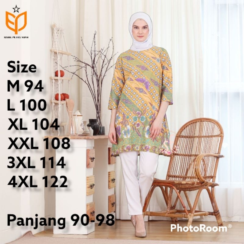 TUNIK BATIK SOFT KEKINIAN TERBARU 2023 ATASAN BATIK WANITA JUMBO LD 120 BAJU BATIK WANITA MODERN TUN