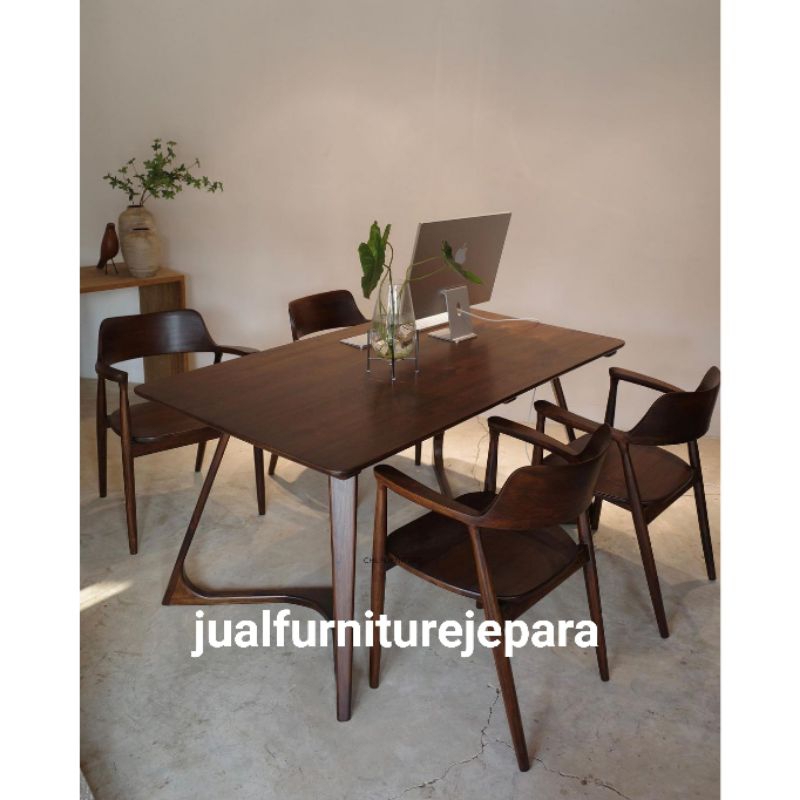 Meja Makan Minimalis 4 Kursi Kayu Jati, Set Meja Makan Kursi 4 Kayu Jati Minimalis