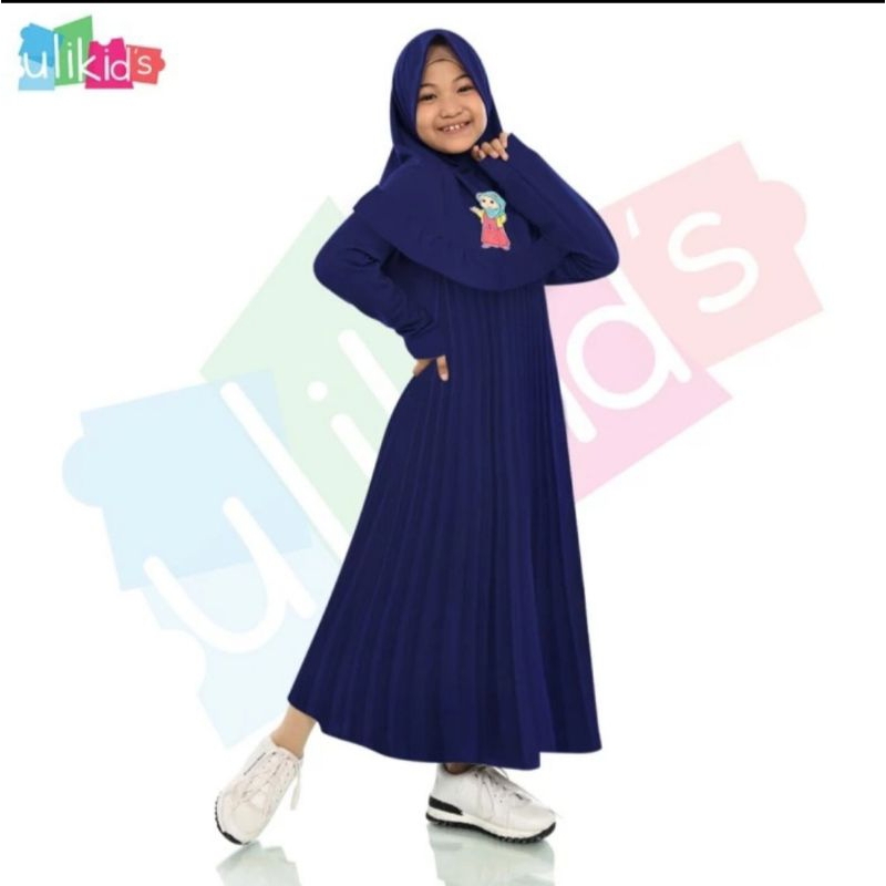 Ulikids Gamis Plisket Anak Perempuan Set Hijab