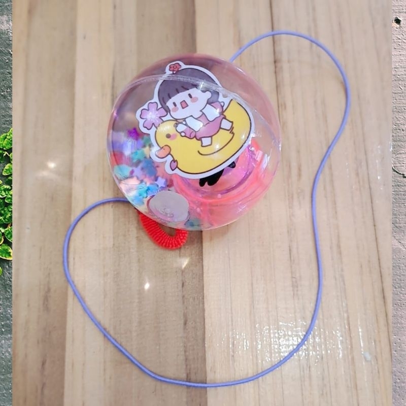 Mainan anak bola bekel LED bola karet air super glitter water ball