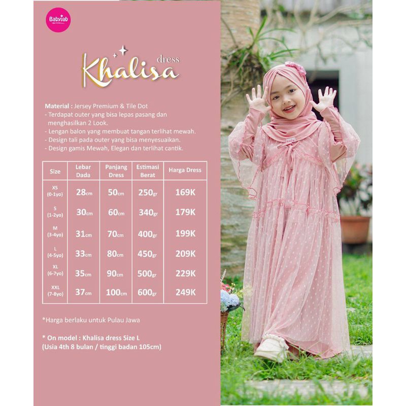 KHALISA DRESS SET HIJAB/ GAMIS ANAK BY BABYJAB