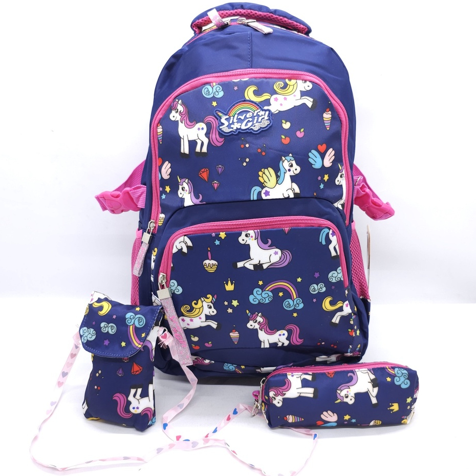 Tas Sekolah Silver Girl Alto Motif UNICORN + Kotak Pensil + Tas Selempang MURAH / Tas Laptop SilverGirl ORIGINAL / Ransel Laptop Alto SILVER GIRL MOTIF UNICORN / Tas Sekolah Laptop CEWEK MOTIF SD SMP SMA / TAS PUNGGUNG KULIAH