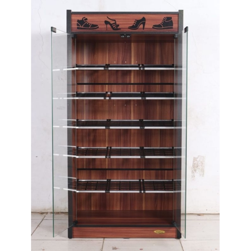 lemari sepatu/rak sepatu 2 pintu kaca/candra furniture