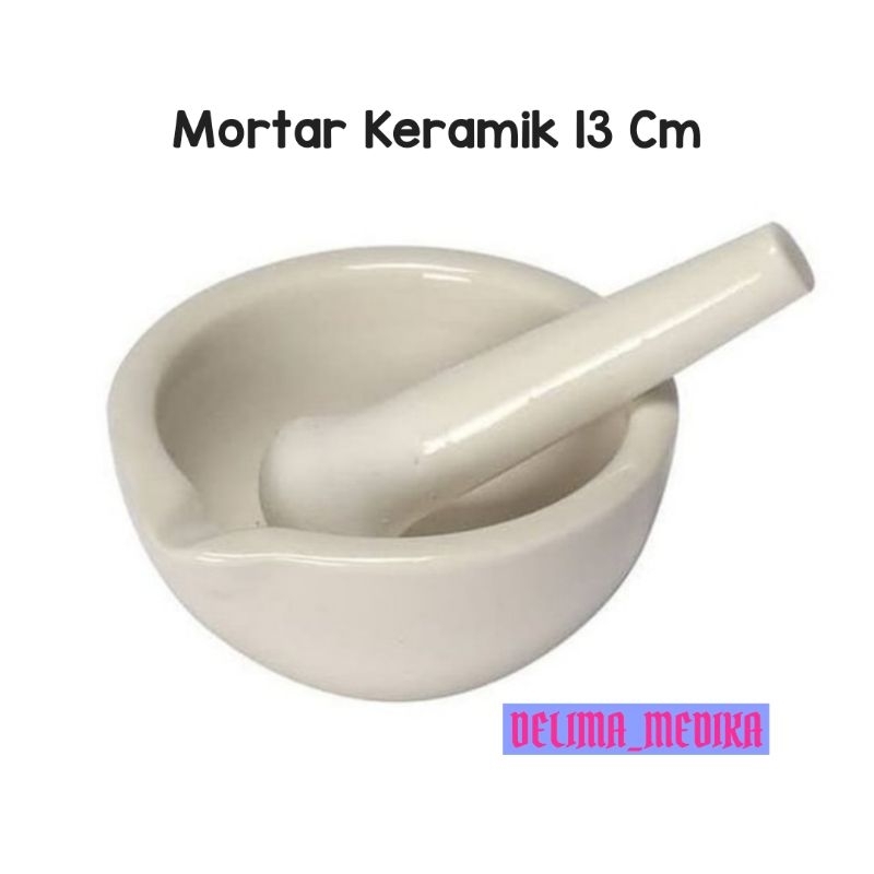 Mortar Alat Penumbuk Obat 13 cm Keramik / Mortir Stamper Alat Penggerus Obat 13cm Keramik