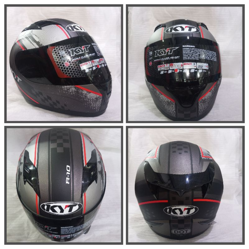 Helm KYT R10 Seri 4 Gunmetal Doff/Red Original