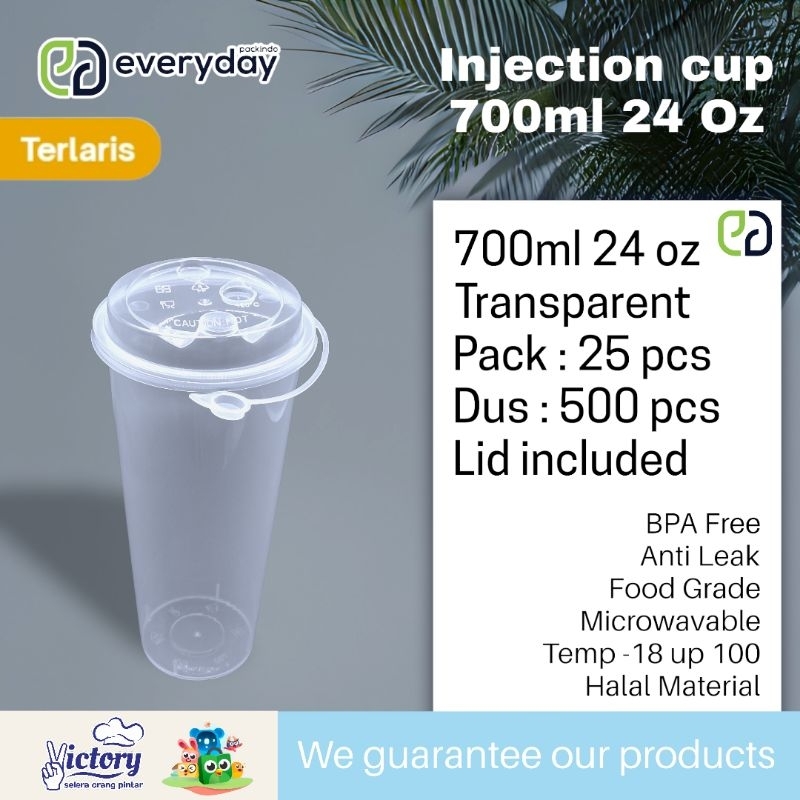 PROMO TERLARIS GELAS PLASTIK BOBA / CUP INJECTION 700ML 24 OZ / CHEESE TEA