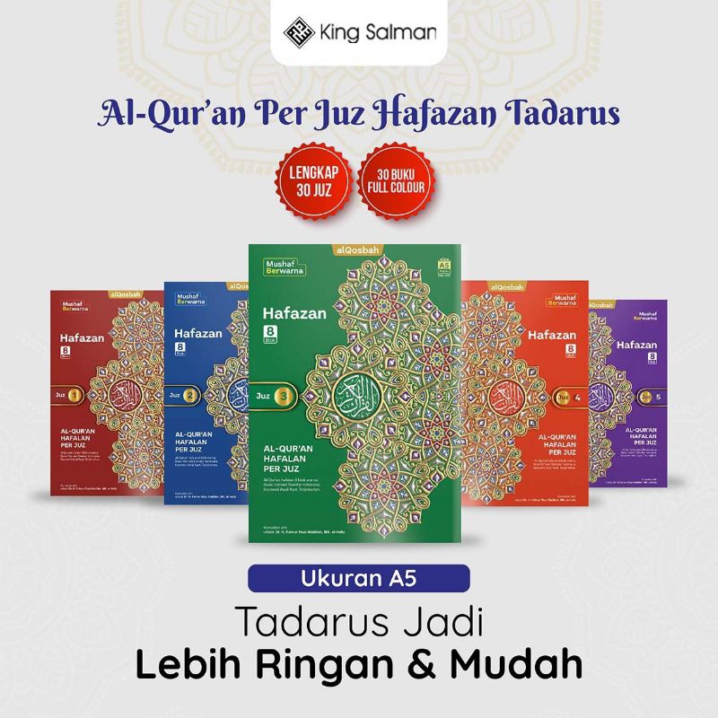Al-Qur’an Per Juz  Hafazan Tadarus 8 Blok Warna Ukuran Sedang (A5)