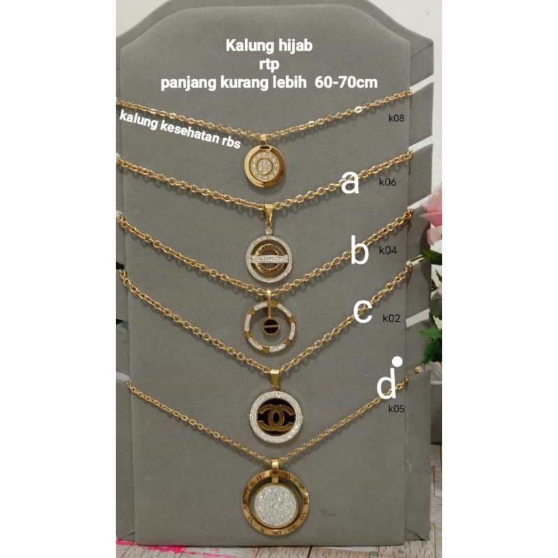 Kalung titanium hijab mata micro diamond panjang 80cm cocok buat yg berhijab juga