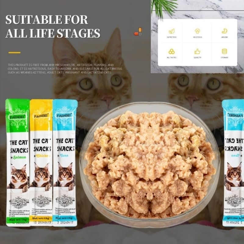 snack Hewan Peliharaan Camilan Kucing Cat strip 15g/strip kucing kecil dan kucing Besar shaestore15