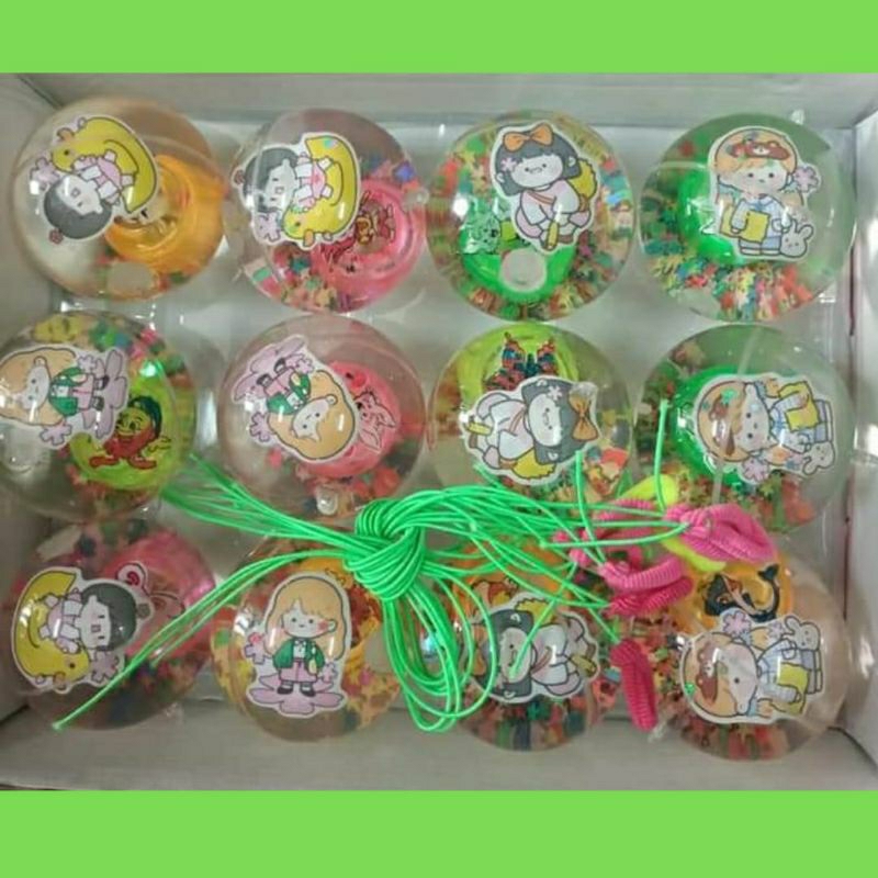 bola bekel LED bola karet air super glitter water ball mainan anak