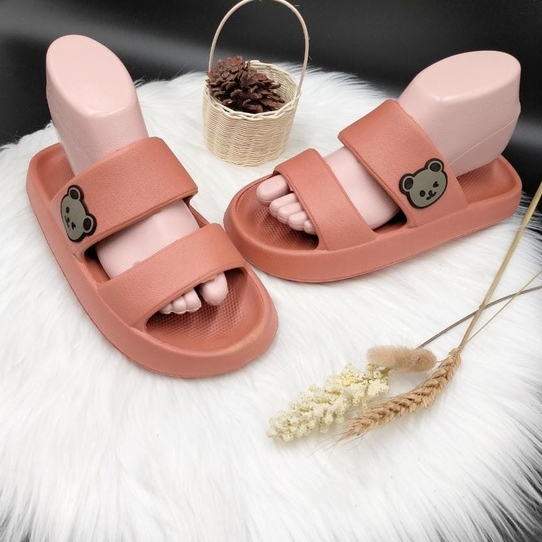 Sandal Slop Dewasa Motif BEAR Sandal Selop Kekinian Empuk Nyaman Sandal Rumah Terbaru 9012-1