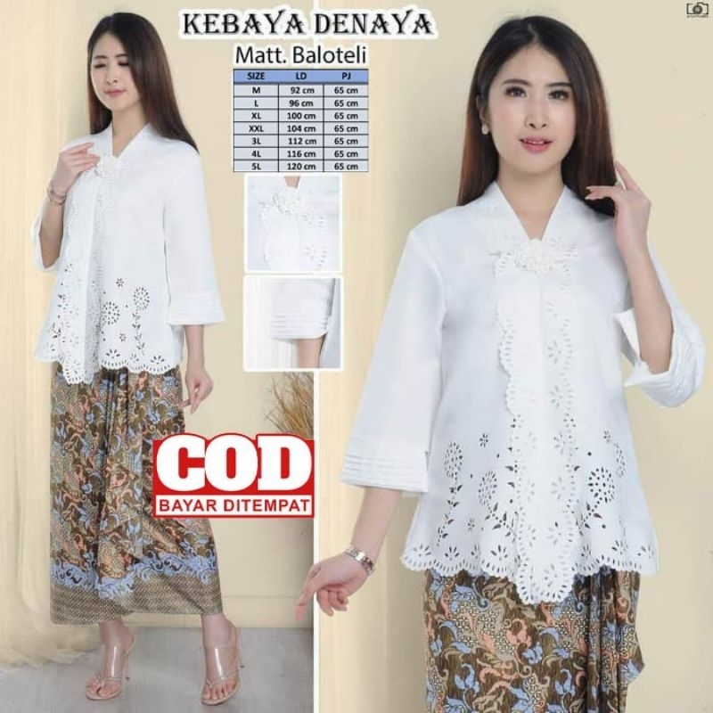 ATASAN SAJA Kebaya Encim Modern Denaya Putih Kebaya Moderen Putih Polos Kebaya Akad